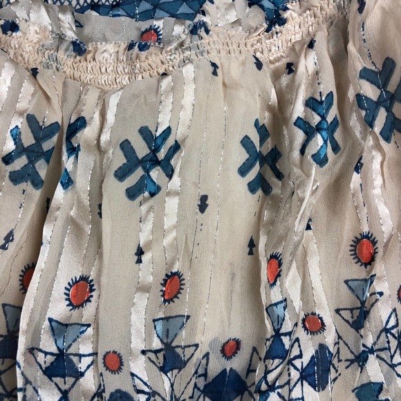 Joie Sorne B Silk Printed Popover Elastic Waist Maxi Dress in Pesca Size Medium - Picture 6 of 13